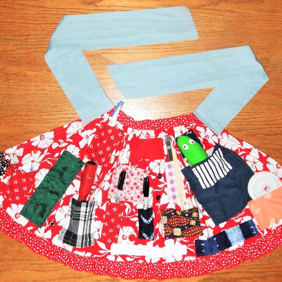 Handmade children's apron Blue and red - Picture 1 of 1